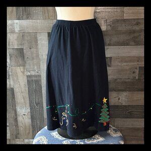 Bechamel vintage 90s maxi skirt large Christmas tree embroidered holiday party